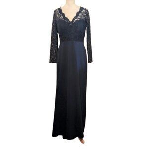 Dessy Collection Midnight Blue Gown Lace details